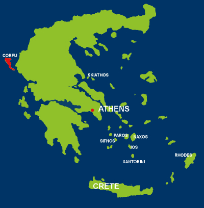 Map of Corfu - Greek Islands